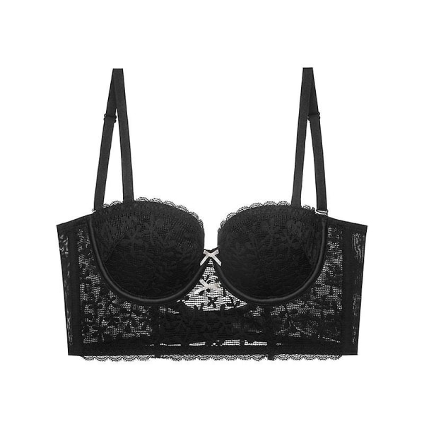 Låg rygg BH Djup V-hals Sexig Spets Rygglös Bralette Black 70C