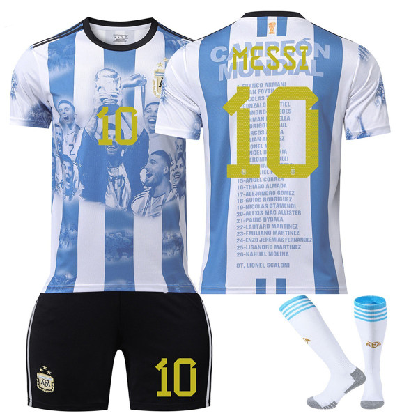 2324 Argentina VM-vinnare Jubileumsupplagatröja Messi Di Maria Nr.10 Messi Gold 110cm