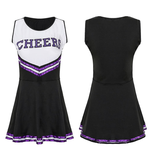 Cheerleading-uniformer i plusstorlek för kvinnor med pom poms Black S