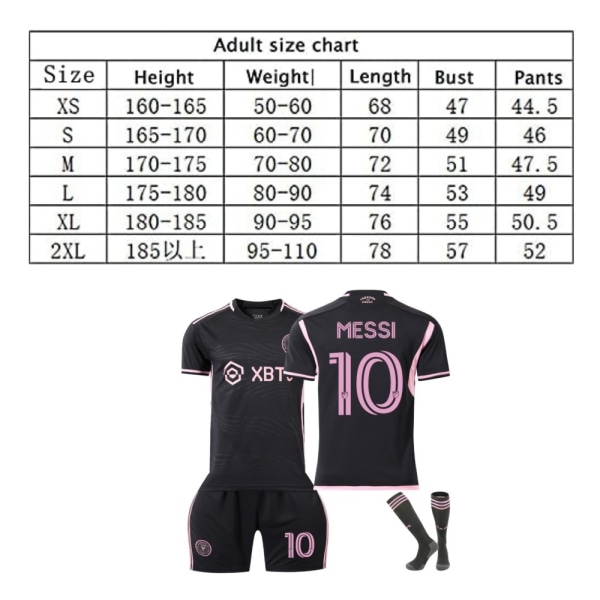 Miami Messi nr 10 fotbollströja T-shirt Vuxna och barn Sportkläder Set S