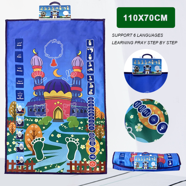 Islamisk elektronisk bönmatta Muslim Musallah Namaz matta för barn Dansmattor, presenter för vuxna Blue