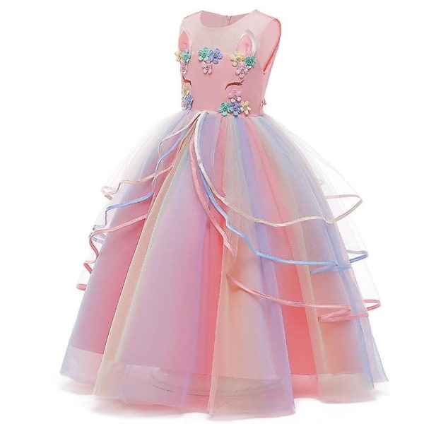 Girls Unicorn Princess Dress Long Maxi Tulle Tutu 120cm