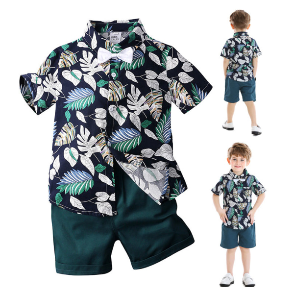 Pojke kortärmad skjorta och shorts Barns sommarkostymer 130 cm
