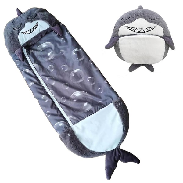 Barnsovsäckar med kudde med dragkedja och hopfällbara Gray Shark