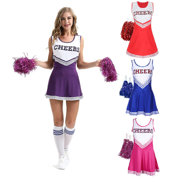 Cheerleading-uniformer i plusstorlek för kvinnor med pom poms Rose S
