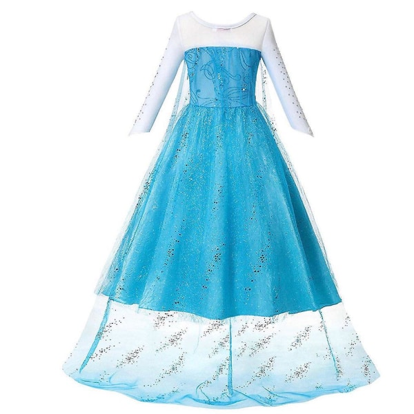 Elsa klänningar för tjejer Cosplay Kostymer 130cm