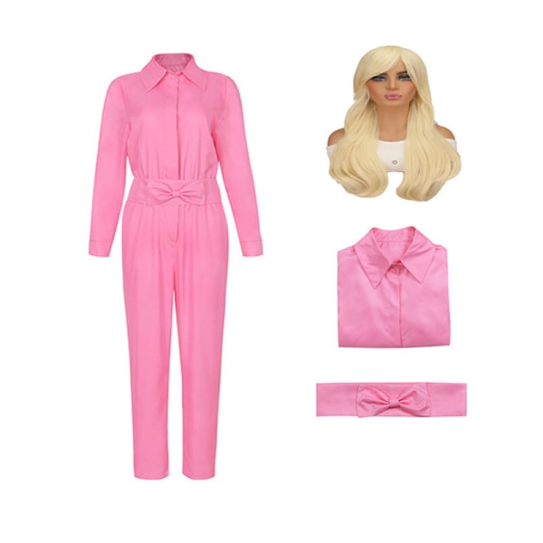 Flickor och barns Barbie Doll Kläder Jumpsuit Set Peruk Party Film Rollspel Halloween Klänning M