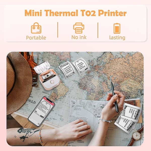 Mini thermal skrivare 203dpi 53mm Print Sticker Pocket Printer