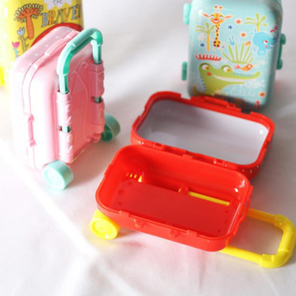 Fashion Mini Resväska Miniatyrleksaker Trunk Dollhouse Small Box Blue