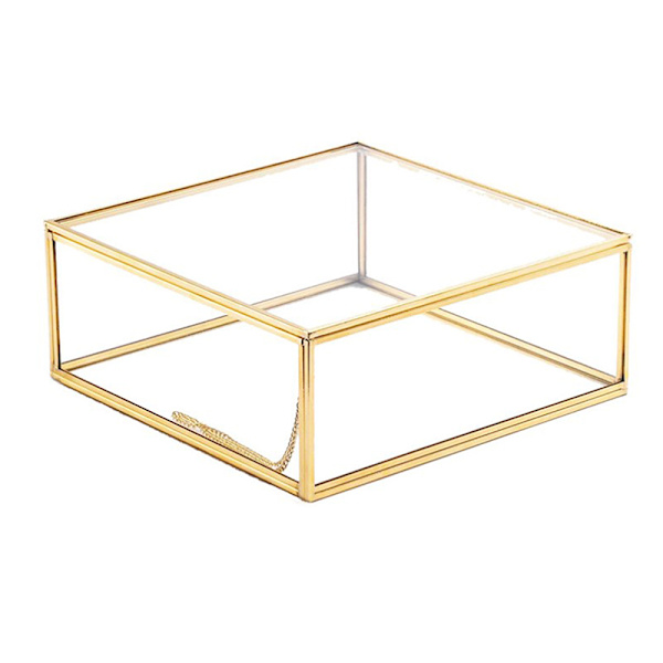 Transparent glas smyckeskrin Bröllopsring box