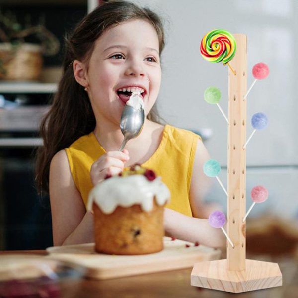 48 Hål Trä Lollipop Stand Hållare Visar fester