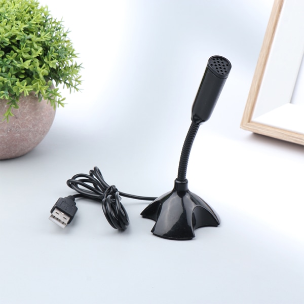 3,5 mm bärbar mikrofon USB bordsstativ mikrofon med hållare USB Black