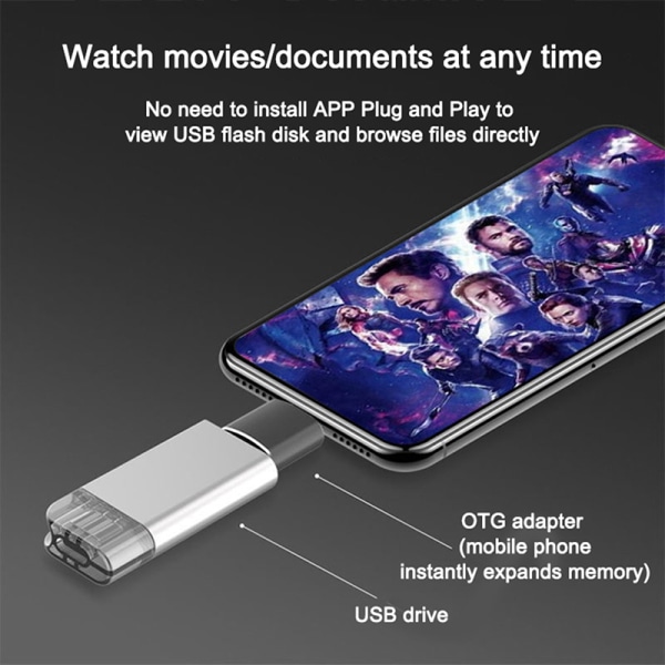 USB 3.0 OTG Adapter För iPhone iPad Adapter Dataöverföringshuvud Silver