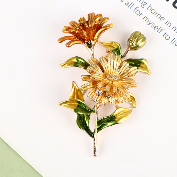 Mode emalj Chrysanthemum Daisy Flower Shape Brosch Pins Lux A