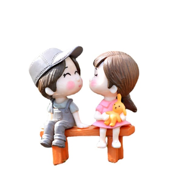 2PCS Sweety Lovers Par Figurines Miniatyrer Fairy Garden Cra A