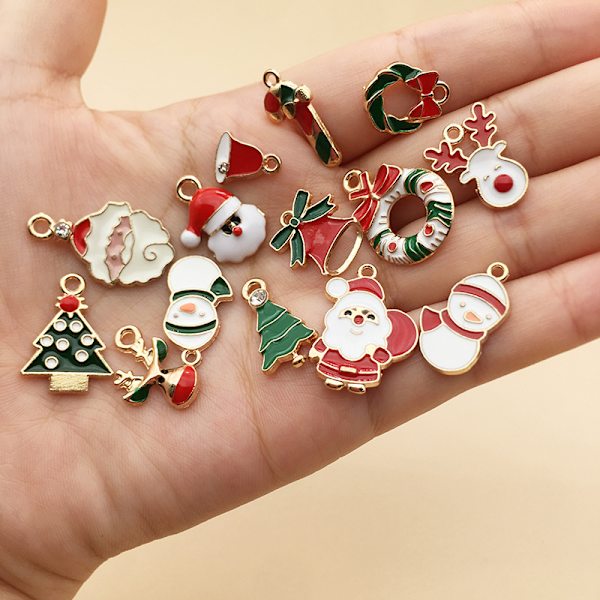 Emalj Jul Candy Cane Charms Flower Charms DIY Smycken Ma Random 38pcs