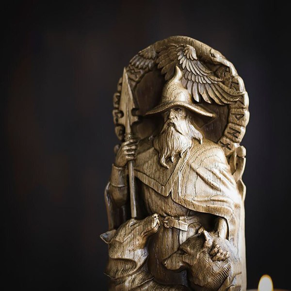 Norse God Carving Asatru Viking God Goddes Skulpturdekor Odin