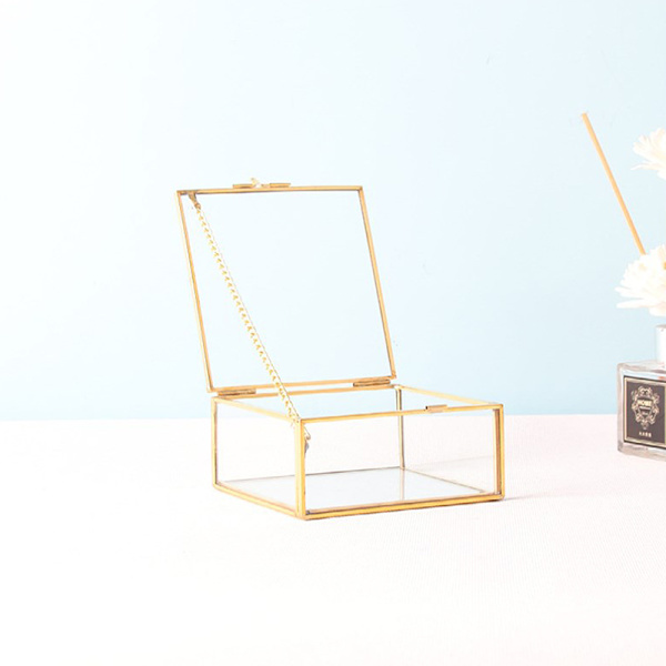 Transparent glas smyckeskrin Bröllopsring box