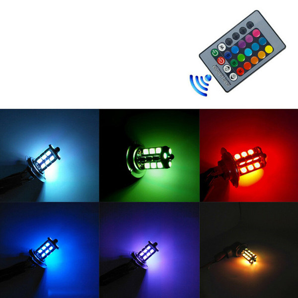 2x H11 H8 H9 5050 LED 27SMD RGB Bilstrålkastare Dimljus Glödlampa La One Size