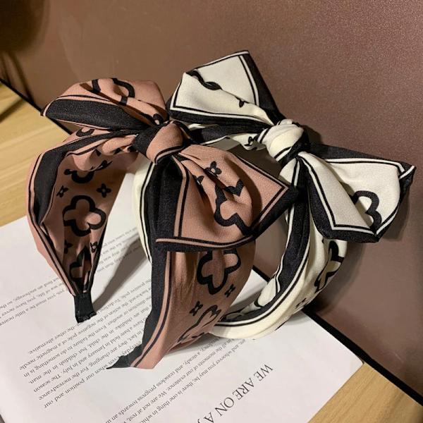 Big Bow Hair Band Female och Wide-brimmed Face Headband Press Hai White