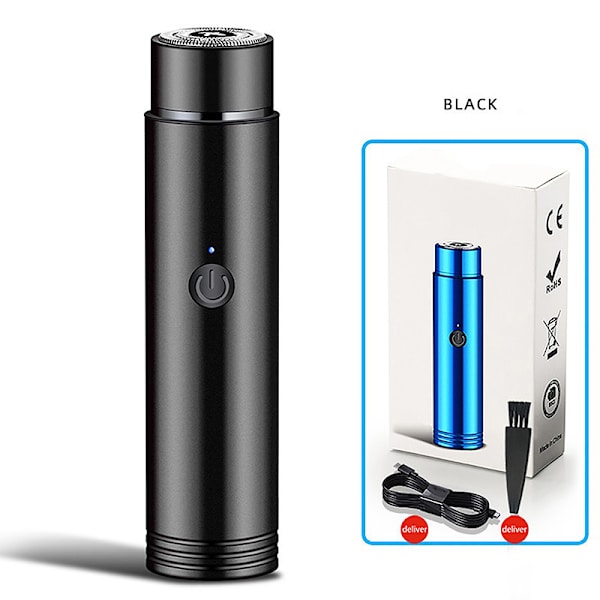 Mini elektrisk rakapparat Ansikte Skägg Razor Hårtrimmer Resor Black