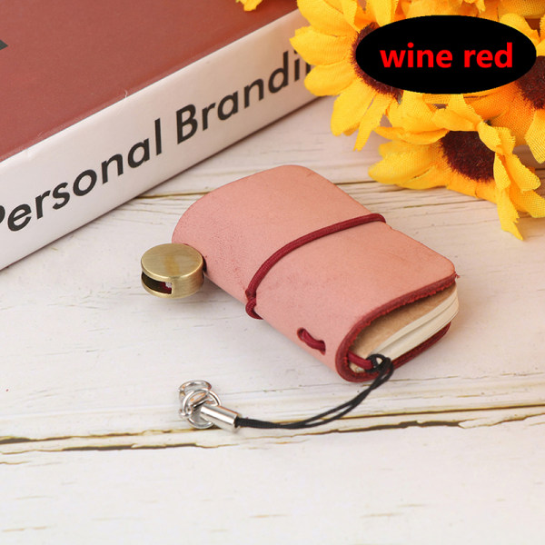 Mini Portable Notebook Core Travel Journal Booklet 4,6*2,8cm wine red