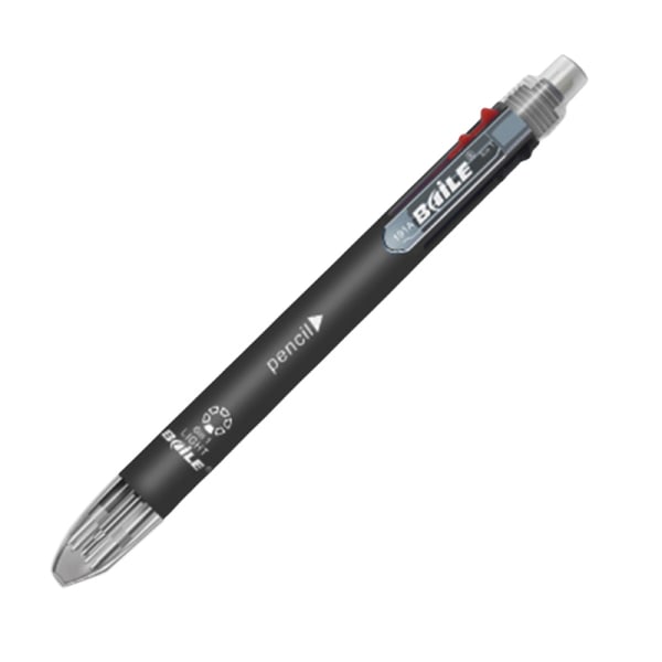 6 i 1 flerfärgade kulspetspennor 1 automatisk penna med radering Black