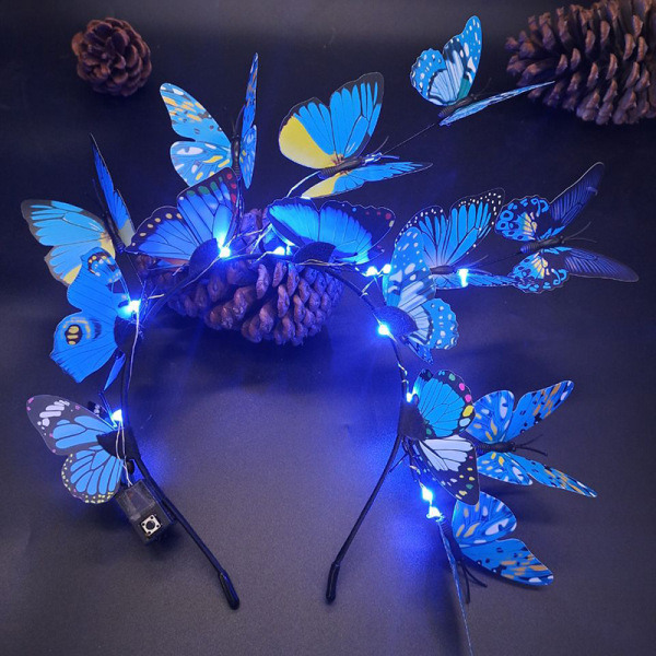 Glödande LED Light Up Butterfly Fascinator Pannband Hårband Ho A5