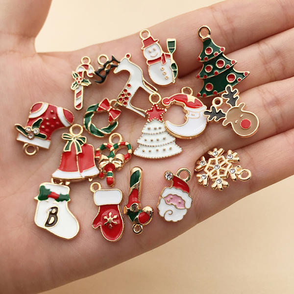 Emalj Jul Candy Cane Charms Flower Charms DIY Smycken Ma Random 38pcs