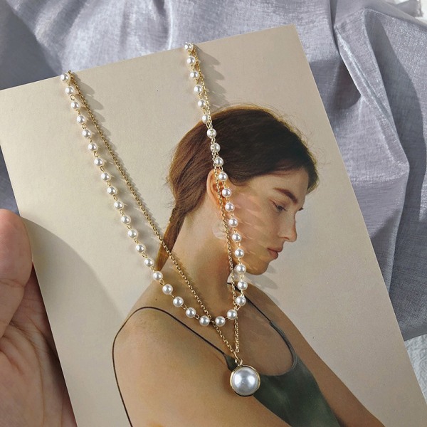 Kpop Pearl Choker Necklace e Double Layer Necklace Pendant Gold