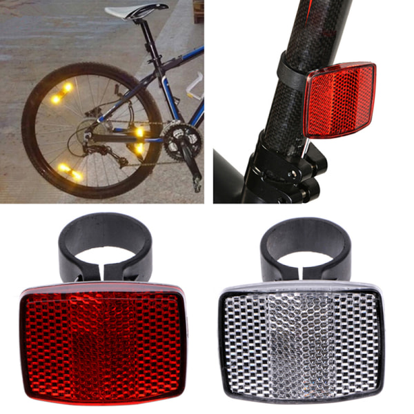 Cykel Cykelstyre Reflektor Reflekterande Fram Bak Varning White