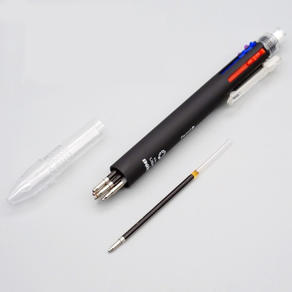 6 i 1 flerfärgade kulspetspennor 1 automatisk penna med radering Red