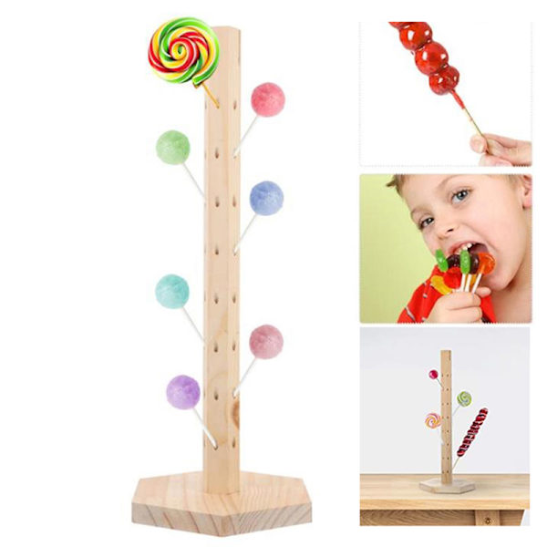 48 Hål Trä Lollipop Stand Hållare Visar fester