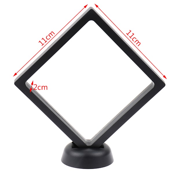 Fyrkantig 3D flytande smycken Coin Display Ram Hållare Box Case w Black 11*11*2cm