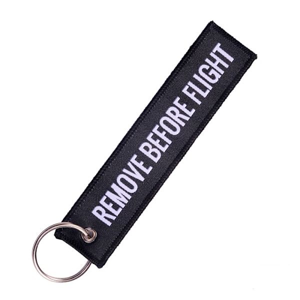 Remove Before Flight Nyckelring Polyesterbroderimeddelande Black