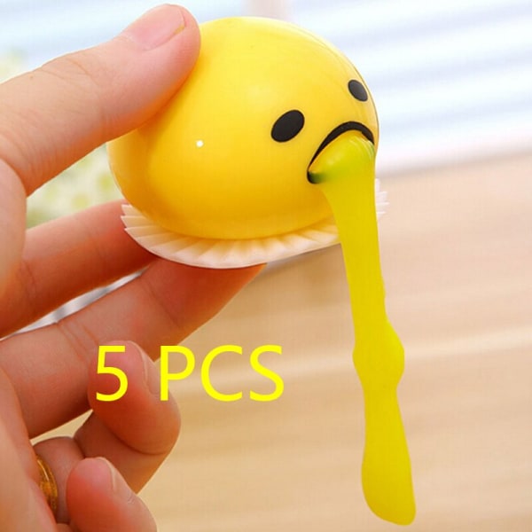 5 ST Gula kräkningar & sugande lata äggventil Äggulaleksak Yellow 5 pcs