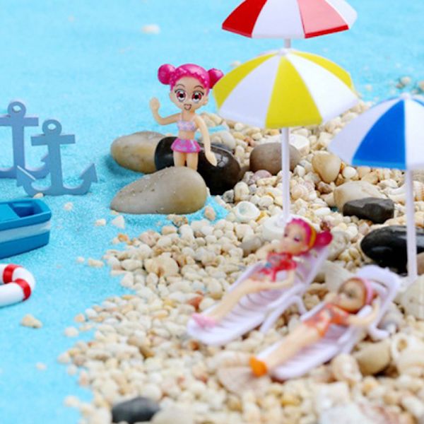 mini konstgjord solstol parasoll micro fairy garden miniatu C