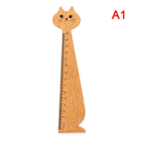 1 st ny katt rak linjal trä kawaii verktyg brevpapper cartoo Yellow