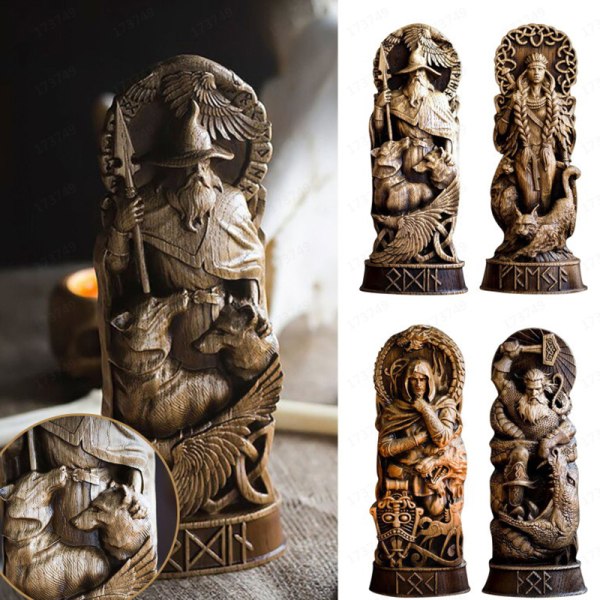 Norse God Carving Asatru Viking God Goddes Skulpturdekor Odin