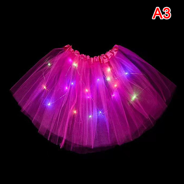 Girl Butterfly Light Up Tutu LED-kjol Glow Flower Party Rose red