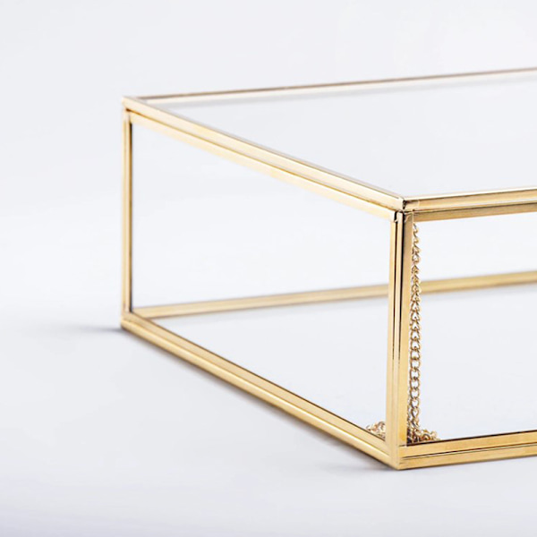 Transparent glas smyckeskrin Bröllopsring box