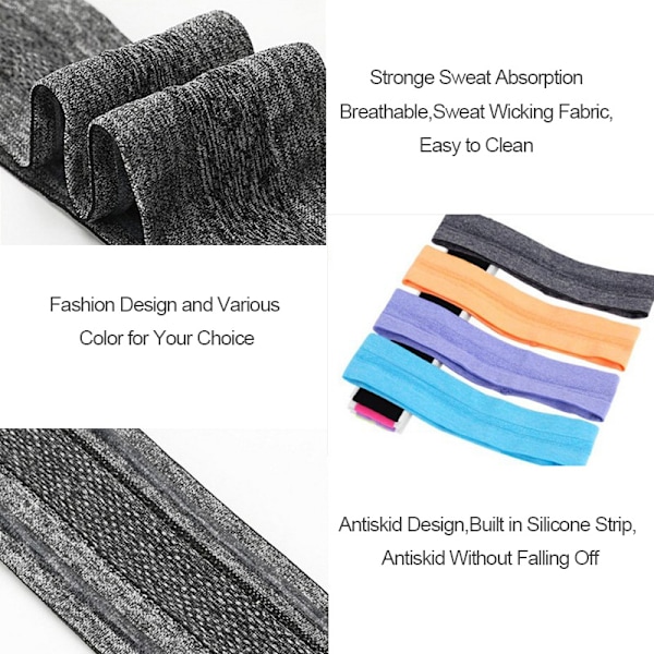 Sport Yoga Gym Stretch Pannband Huvud Hårband Fitness Sweatba Black