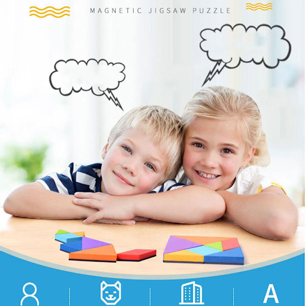 Magnetisk pussel Tangram Game Learning Pedagogisk ritbräda 1pc