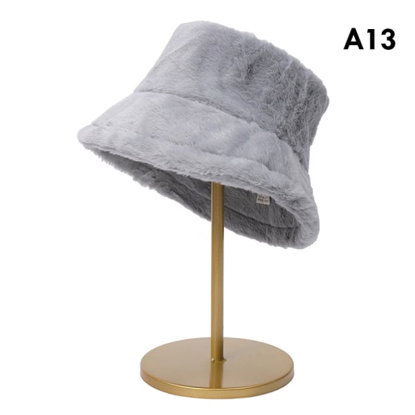 Fuskpäls Fluffy Bucket Hats Höst Outdoor Varm Mjuk Vinter Hatt A13