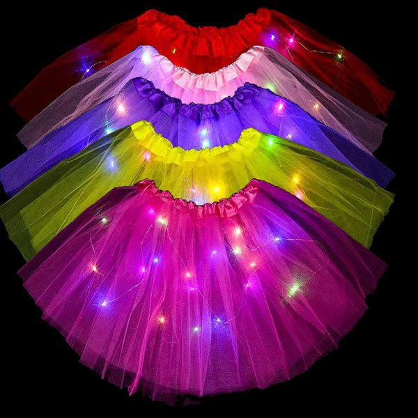 Girl Butterfly Light Up Tutu LED-kjol Glow Flower Party Rose red