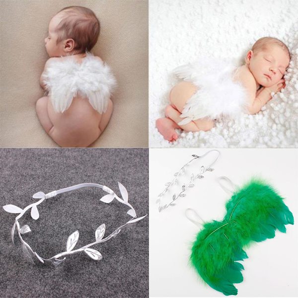 nyfödd baby ängelvingar+pannband kostym fotofotografering pro White