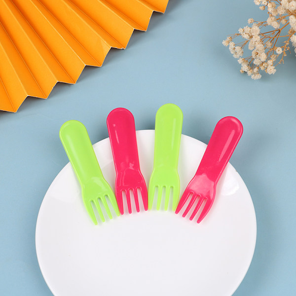 10 st fruktgaffel i plast Mini tecknad fruktgaffel 10pcs