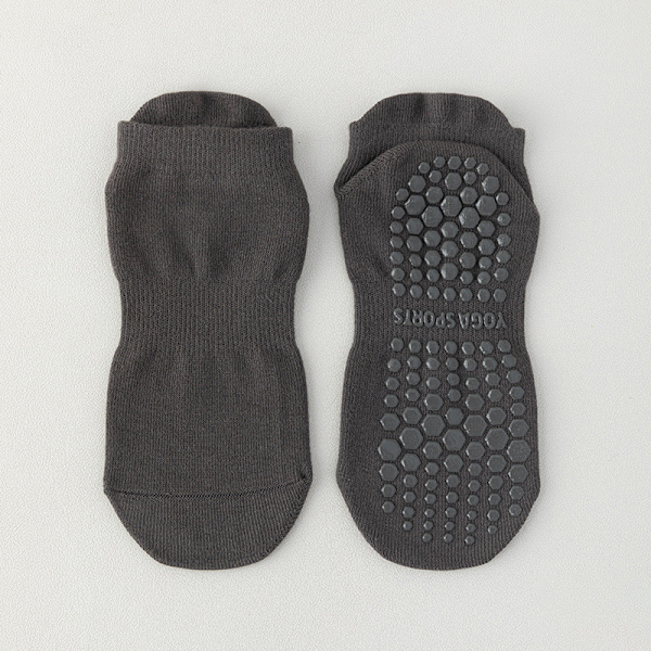 1Par Dam Anti-Slip Sock Yoga Sock Bomull Andas Kort El Gray