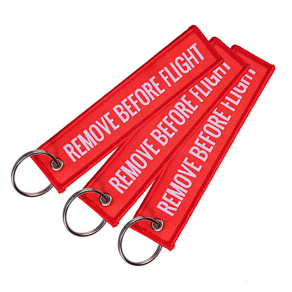 Remove Before Flight Nyckelring Polyesterbroderimeddelande Black