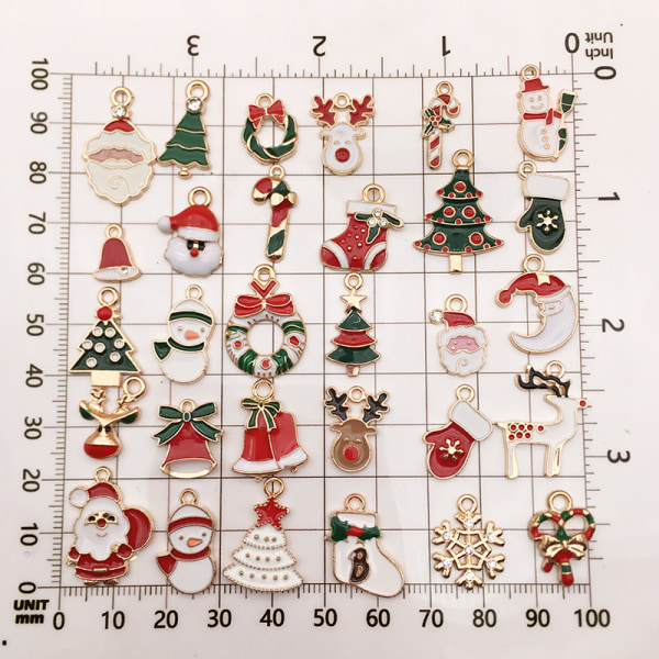 Emalj Jul Candy Cane Charms Flower Charms DIY Smycken Ma Random 30pcs